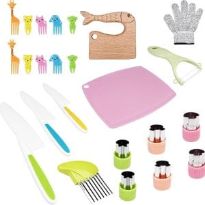 set de cocina con cuchillos seguros