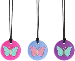 Tres collares mordedores TenaLucy con colgantes de mariposa