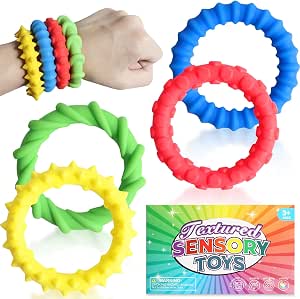 Cuatro pulseras masticables Cevikno de colores y texturas diferentes