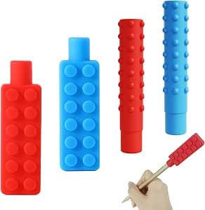 Cuatro tapones masticables Kryzulax para lápices y bolígrafos